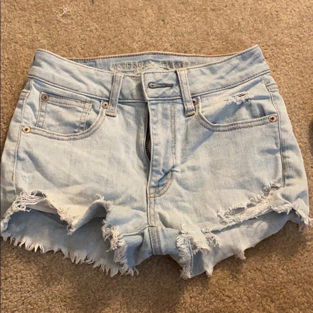 Aeo High Waisted Ripped Jean Shorts